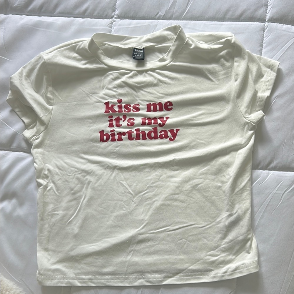 SHEIN White and Pink Short Sleeve Tee